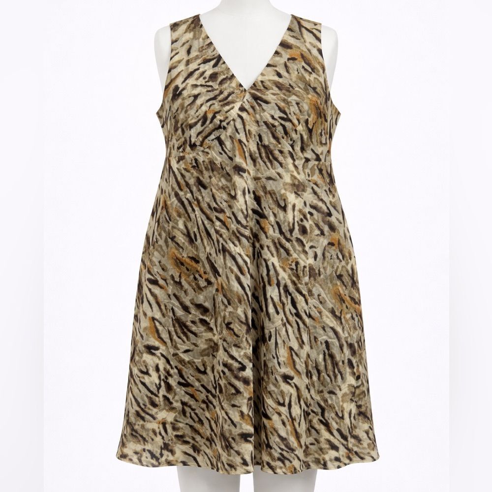 Lane Bryant Silk Midi Dress Animal Print Zebra Size 26 Formal Boho
